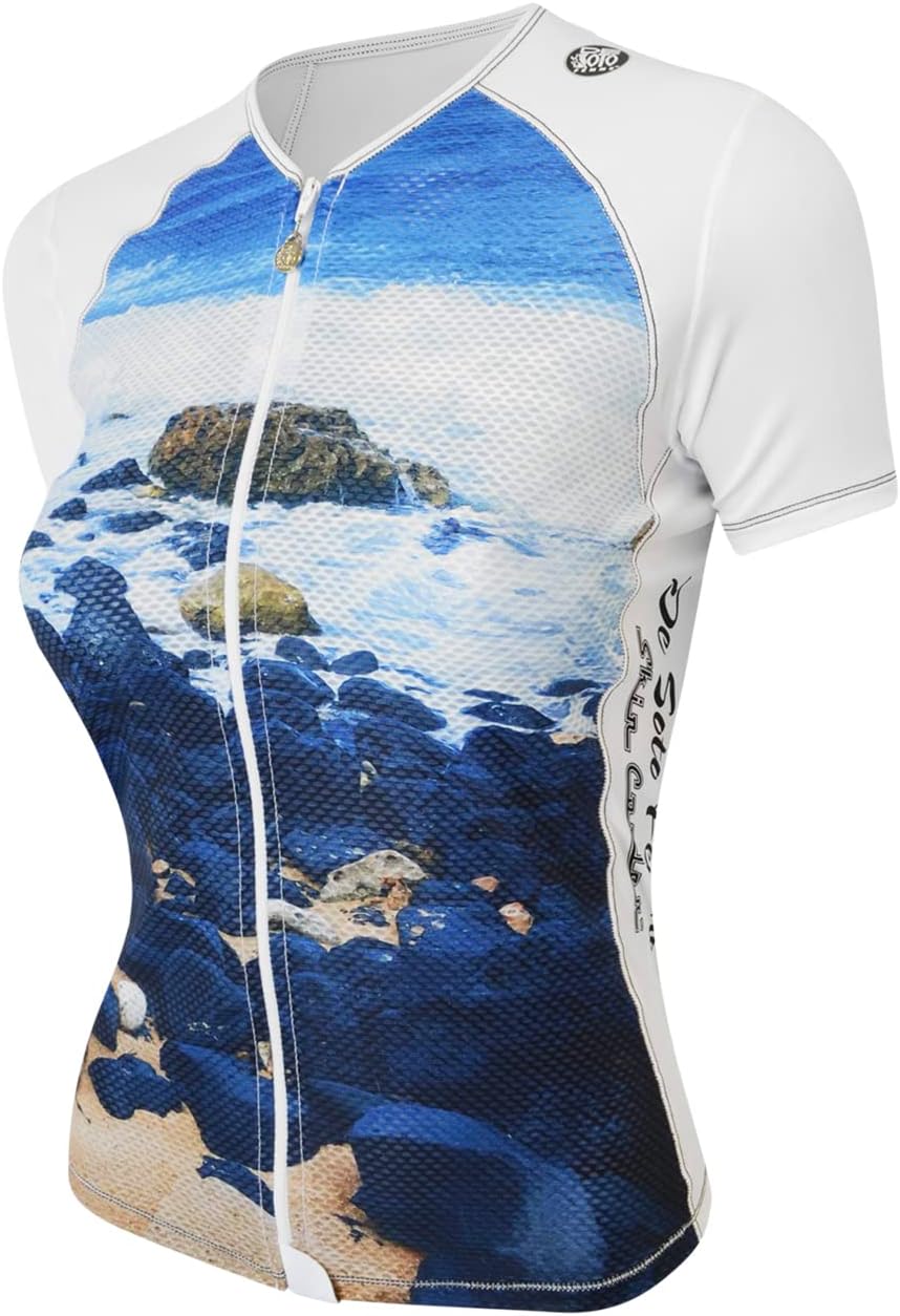 De Soto Women's SkinCooler Short Sleeve Full Zip Tri Top – Aero Fit, Cooling Fabric, Pockets, for Triathlon & Cycling