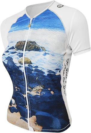 De Soto Women's SkinCooler Short Sleeve Full Zip Tri Top Aero Fit, Cooling Fabric, Pockets, for Triathlon & Cycling