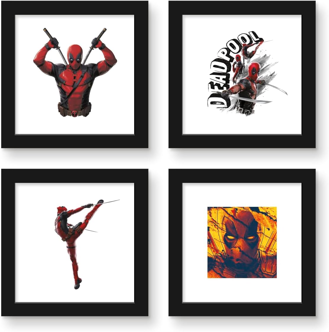 Trends International Gallery Pops Marvel Deadpool & Wolverine - Deadpool Wall Art Bundle (4-Pack) Gallery Pops Wall Art, Black Framed Version