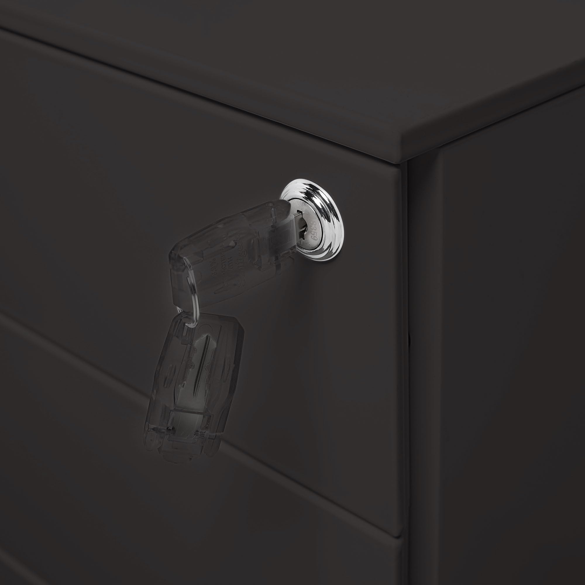 Rollcontainer abschließbar mit Schubladen 39x50x60 cm - mit 5 Rollen und Hängeregistratur - Aktenschrank Bürocontainer Standcontainer Büroschrank Rollschrank Schubladenkommode Schwarz