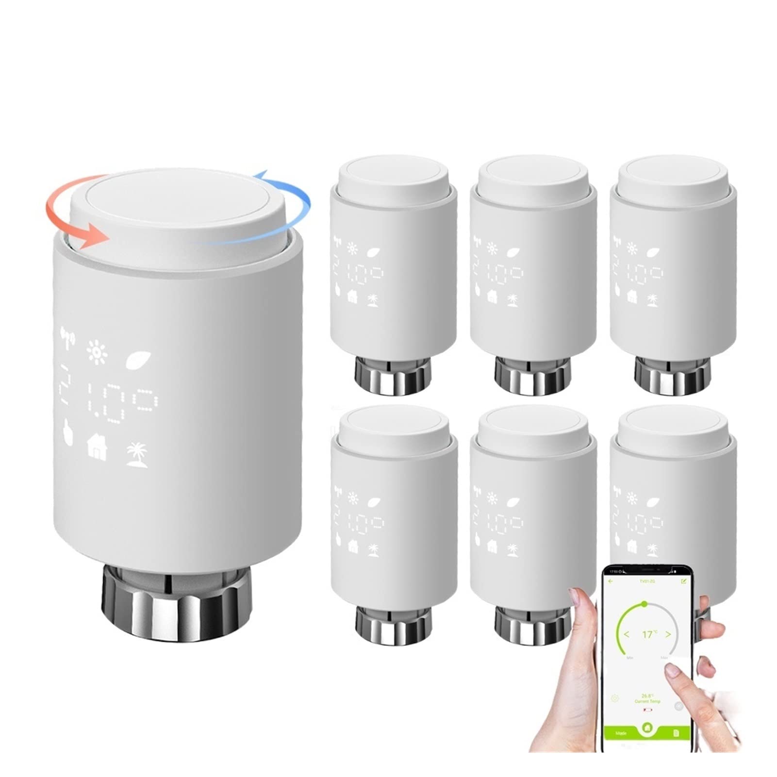 Cyfrowy higrometr termometr wewnętrzny 3.0 Smart. WiFi. Termostatyczny siłownik zaworu chłodnicy Trv. Programowalny regulator temperatury. Z wyświetlaczem LCD(4PCS-Radiator-Hub)
