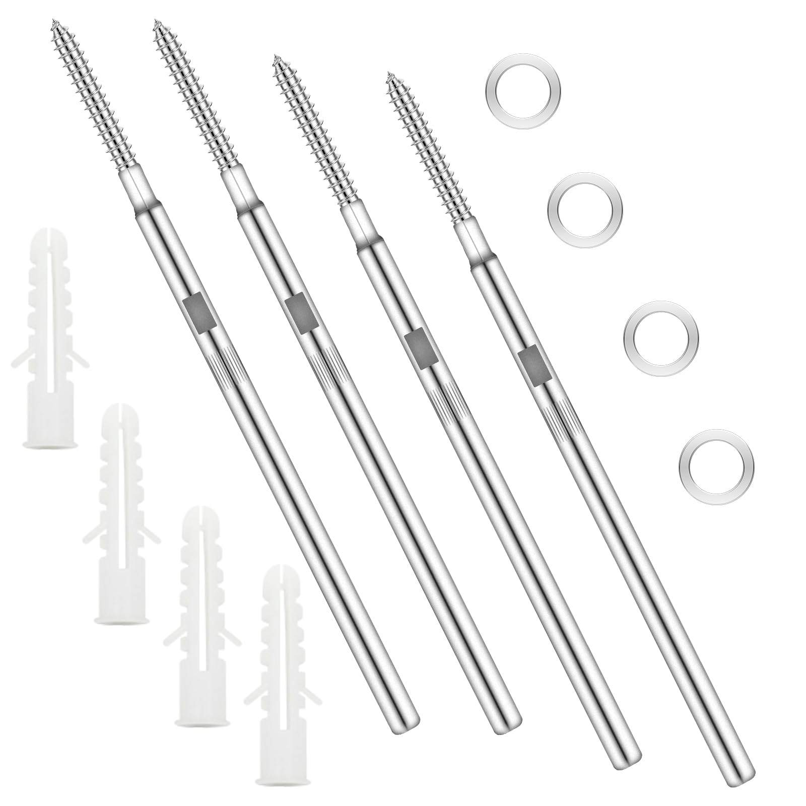 Bcautay Floating Shelf Brackets Heavy-Duty Conceal Floating Shelf Silver Hidden Shelf Brackets150mm Pin Screws for Floating Wood Shelves Wall-4pcs