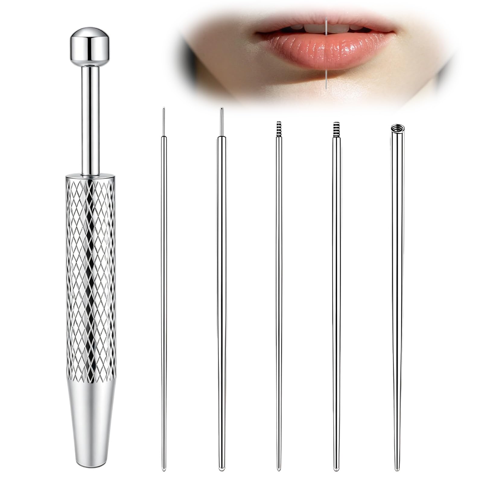 Set de Herramientas para Piercing 6 Piezas, Abridor de Bolas, Cateter, Aguja y Cambio para Oreja Nariz Labio