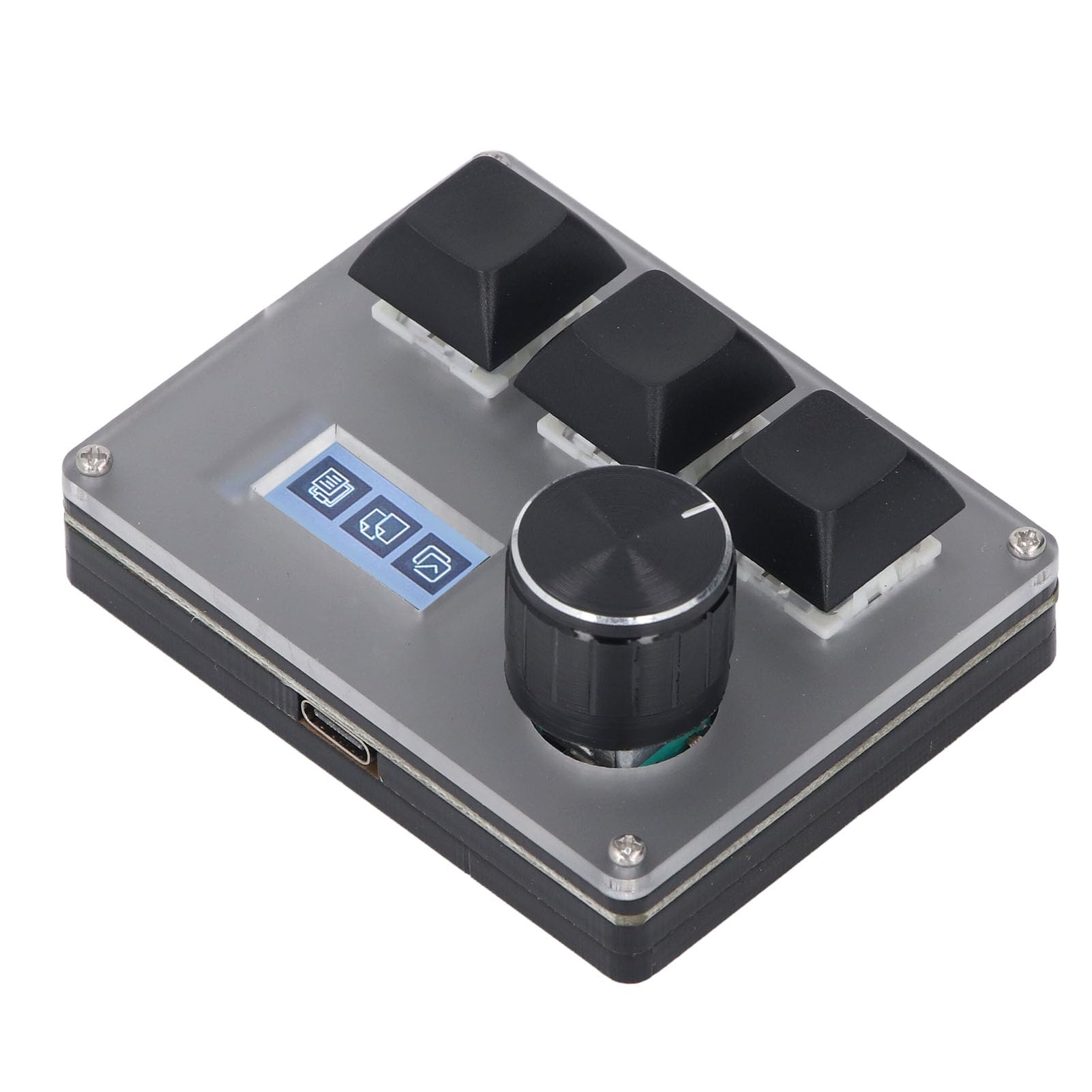 SIXRUN Custom Keyboard, Acrylic Wired Pad with 3 Keys, RGB Lighting and LCD Display for Programmers and Gamers