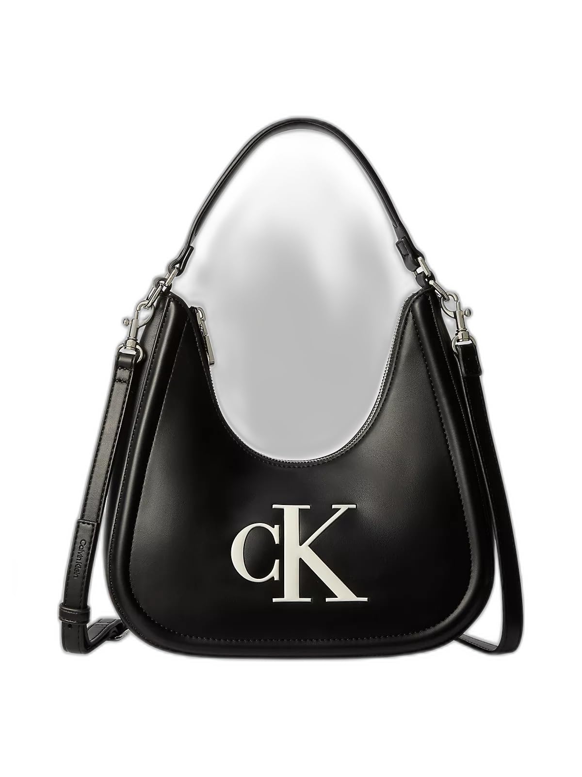 Calvin Klein Embossed Monogram Crescent Bag - Black/White