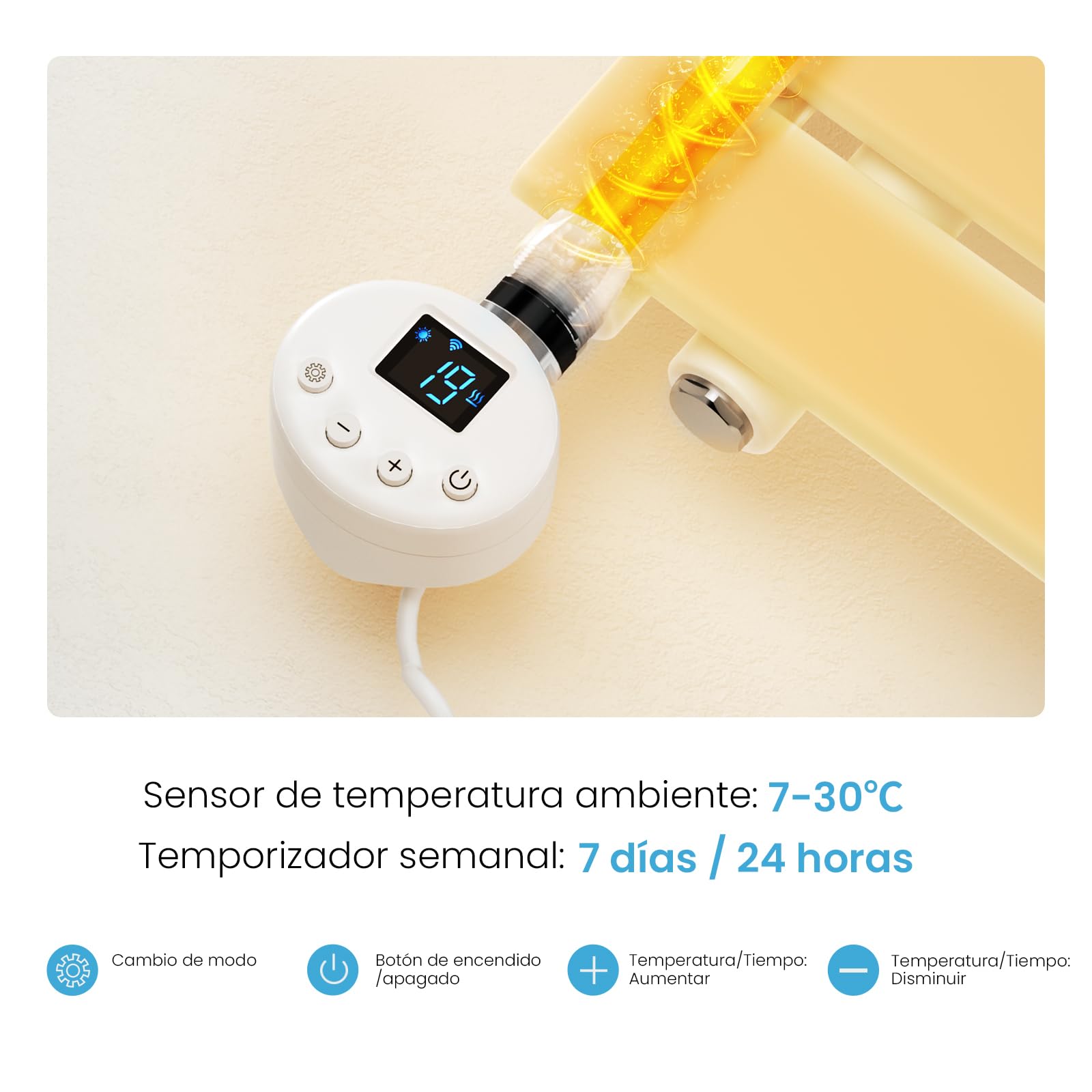 Heilmetz Toallero Eléctrico Baño 899x400mm 400W Blanco, Radiador Toallero con WiFi y Termostato Inteligente, Control por App, Elemento Calefactor con Función Temporizador