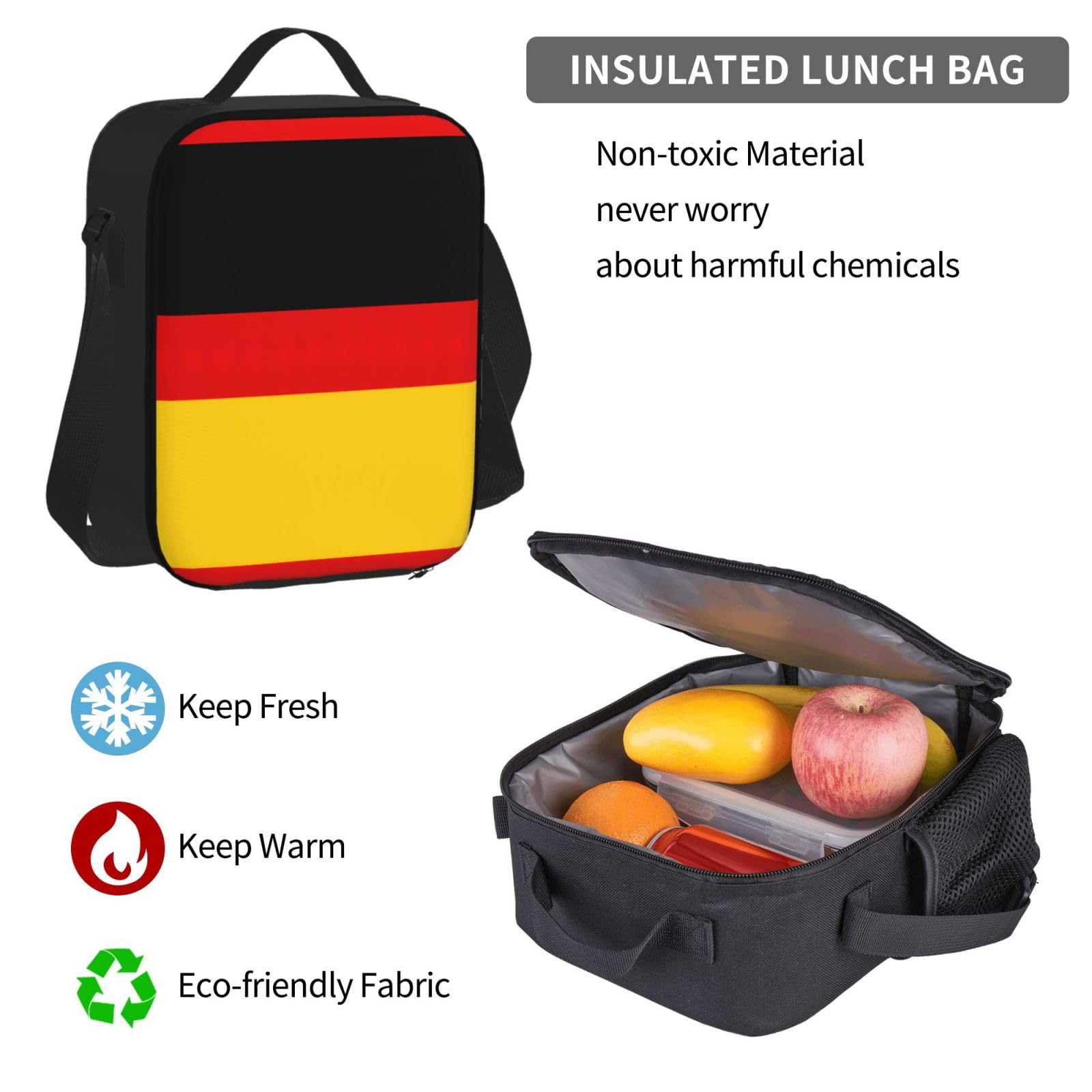 Niemiecka flaga plecak dziecko chłopcy dziewczęta pudełko na lunch szkoła torba zestaw uczniów szkoły student prezent, Czarny, One Size, Bagaż