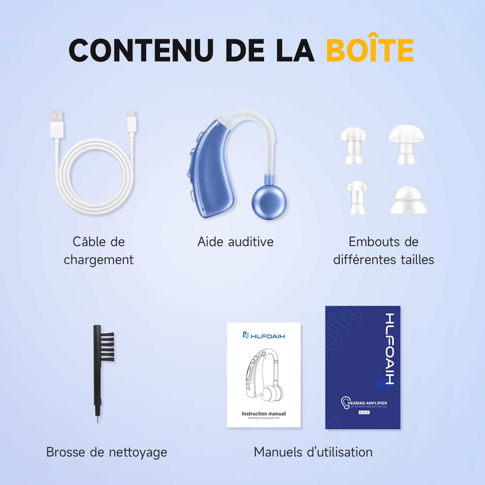 Britzgo Appareil – technologie de réduction numérique du bruit, 4 modes audio, utilisation simple, recharge par USB-C. (Bleu)