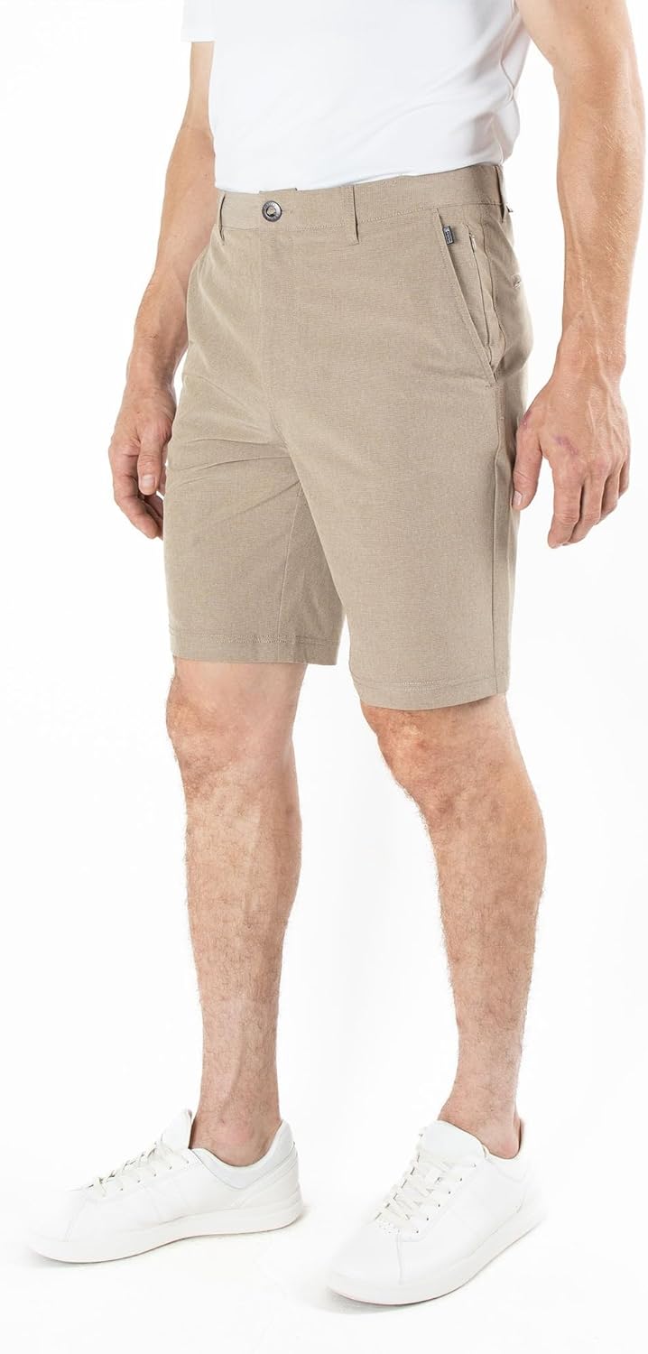 Visive Mens Golf Hybrid Board Shorts, 9 Inch Inseam, Quick Dry 4-Way Stretch Flat Front Casual Dress Shorts - Image 4