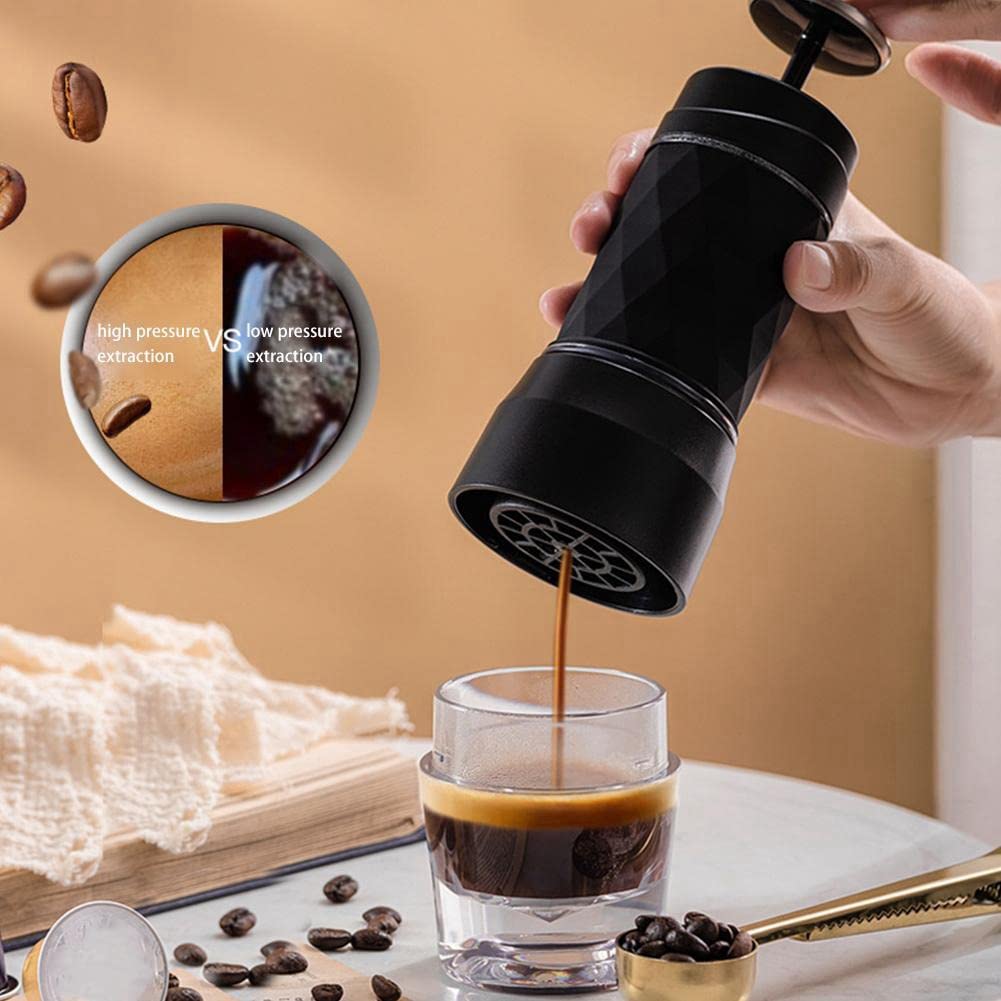 Cafetera expreso, cápsula de prensa manual, cafetera molida, máquina de café portátil, apta para café en polvo, cápsula de café