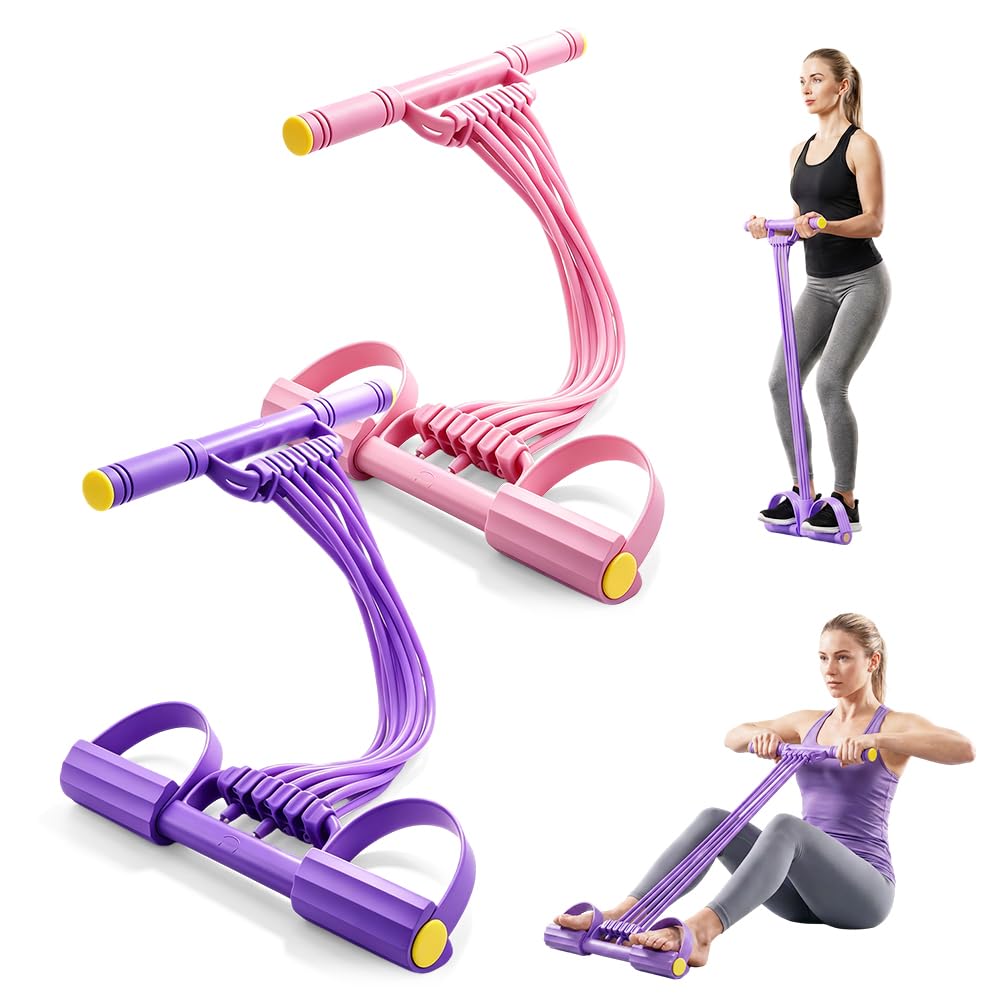 Pedal Resistance Bands with Handles, 2026 New Exercise Band Yoga Resistance Band with 8 Tube Detachable, 3-in-1 Multifunction Stretching Workout Fitness Bands for Abdomen Waist Arm Leg (Combination)