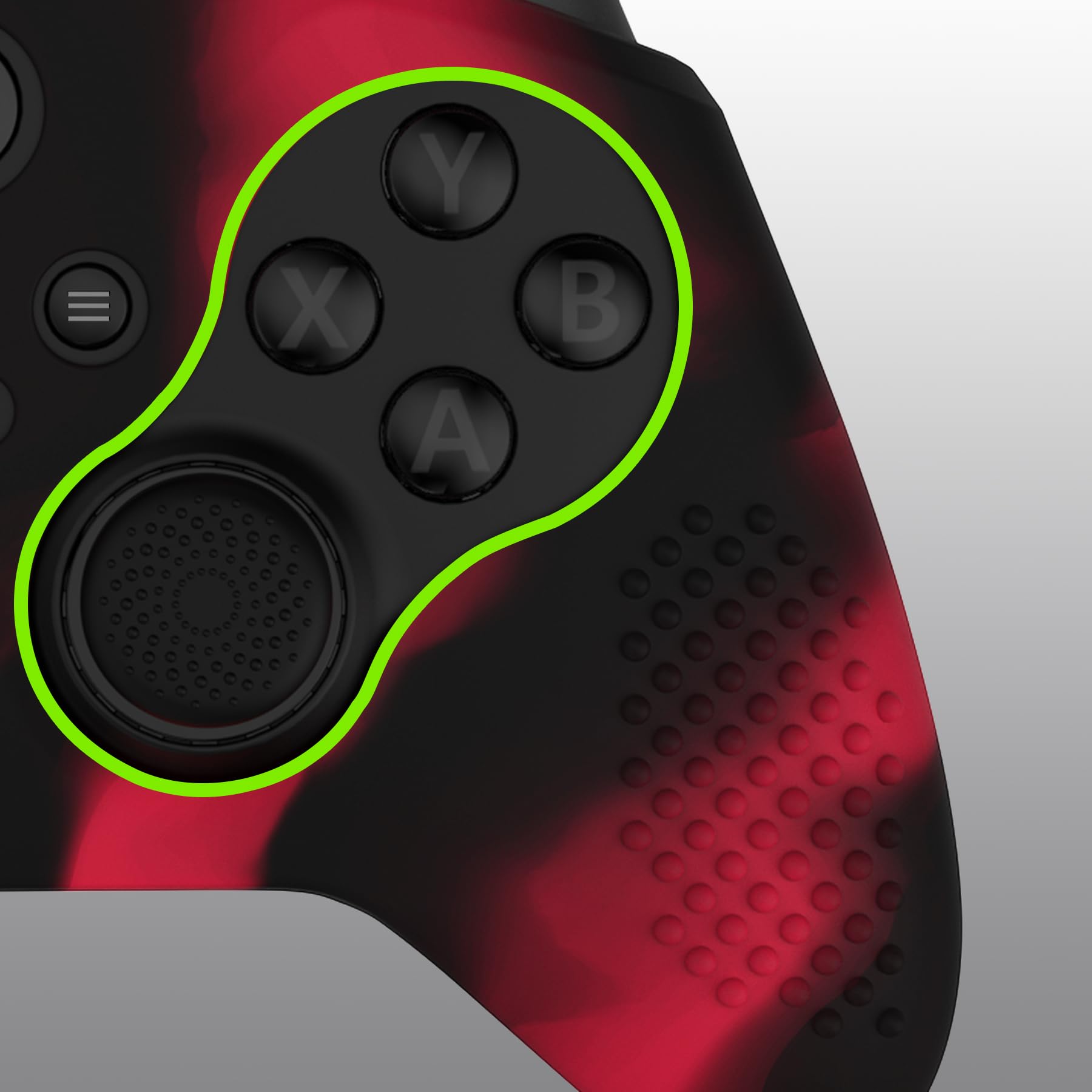 eXtremeRate PlayVital Funda de Silicona para Xbox One Elite Protector Antideslizante Suave Piel Cubierta Skin Case para Nuevo Xbox One Elite Controller Serie 2 con Tapas de Joyticks(Rojo & Negro)
