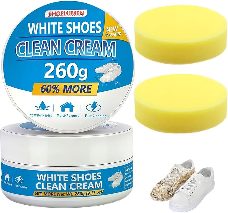 White Shoes Clean Cream Original 260g, Shoe Cleaning Kit Multi-Purpose Clean Cream white Shoe...