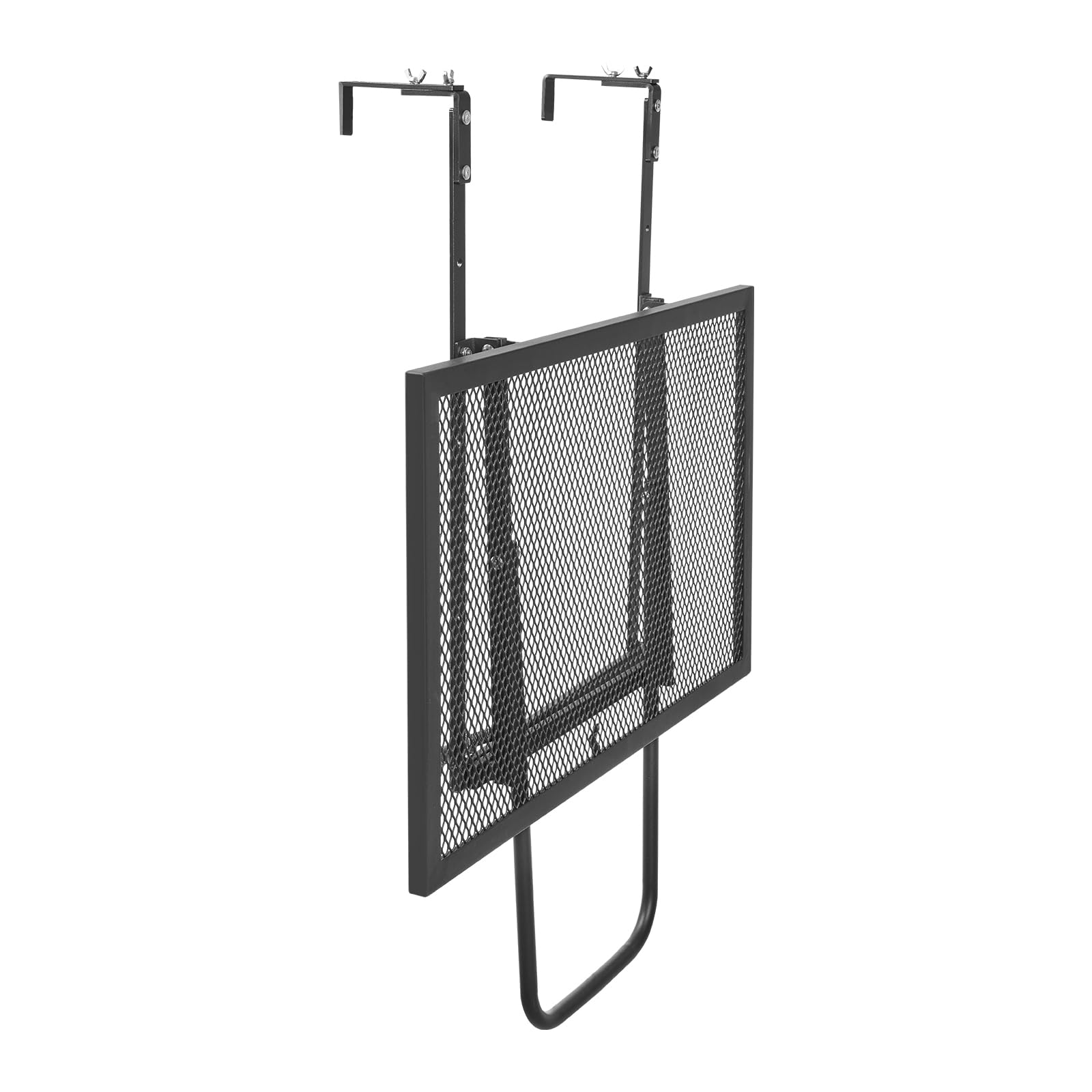 VEVOR Table Suspendue Balcon, 610 x 530 x 590 mm, Table de Bar Pliante Métal pour Balustrades de Balcon Extérieur, avec Plateau 610 x 410 mm, Réglable sur 5 Niveaux, pour Garde-corps de Patio Terrasse
