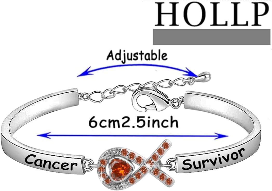 HOLLP Orange Awareness Cancer Survivor Bracelet for Leukemia, Multiple Sclerosis, Kidney Cancer Survivor Gift - Image 6