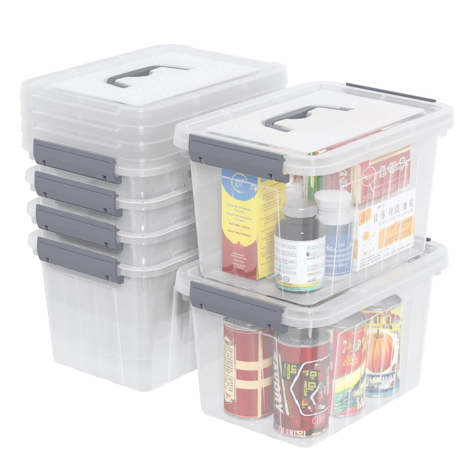 Boîte de rangement plastique transparent 3 L avec couvercle hermétique et poignée