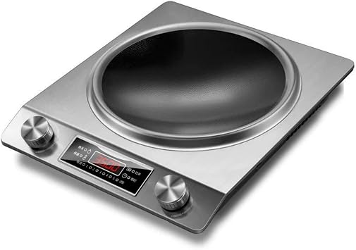 Induction Cooker, Tabletop Induction Cooker, Quiet Design, 110 V Induction Cooker, Electric Ceramic Stove, Suitable for Any Pot, Black Crystal Microcrystalline Panel, Ceramic Panel, Multi-functional, Electric Ceramic Stove, High Power Wok, Recessed Power Supply 3,500 W, Silver Concave