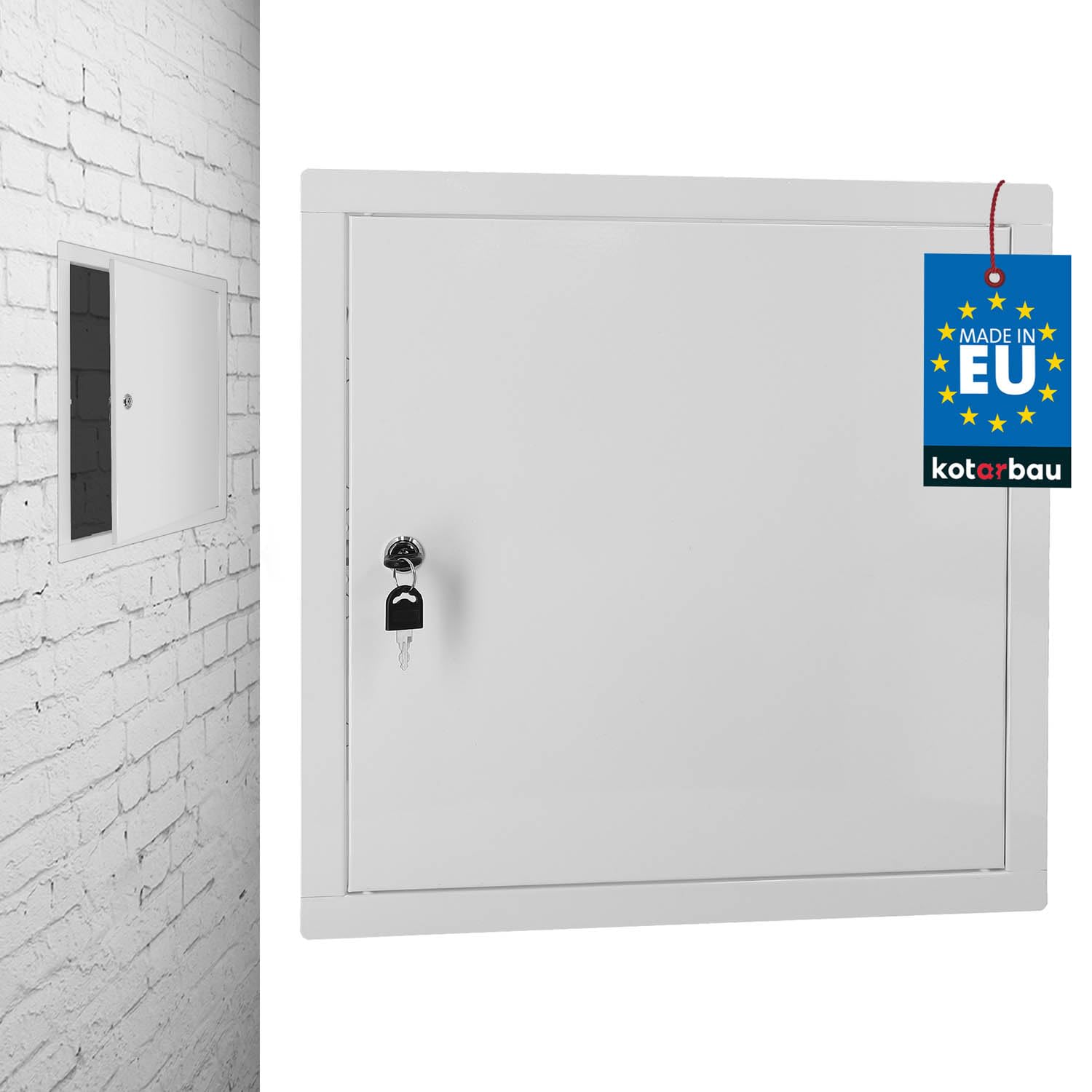 KOTARBAU® Sportello di ispezione 40 x 40 cm, per installazione a secco, porta di ispezione con serratura a chiave, scatola di sicurezza, a incasso, sportello di ispezione in acciaio zincato