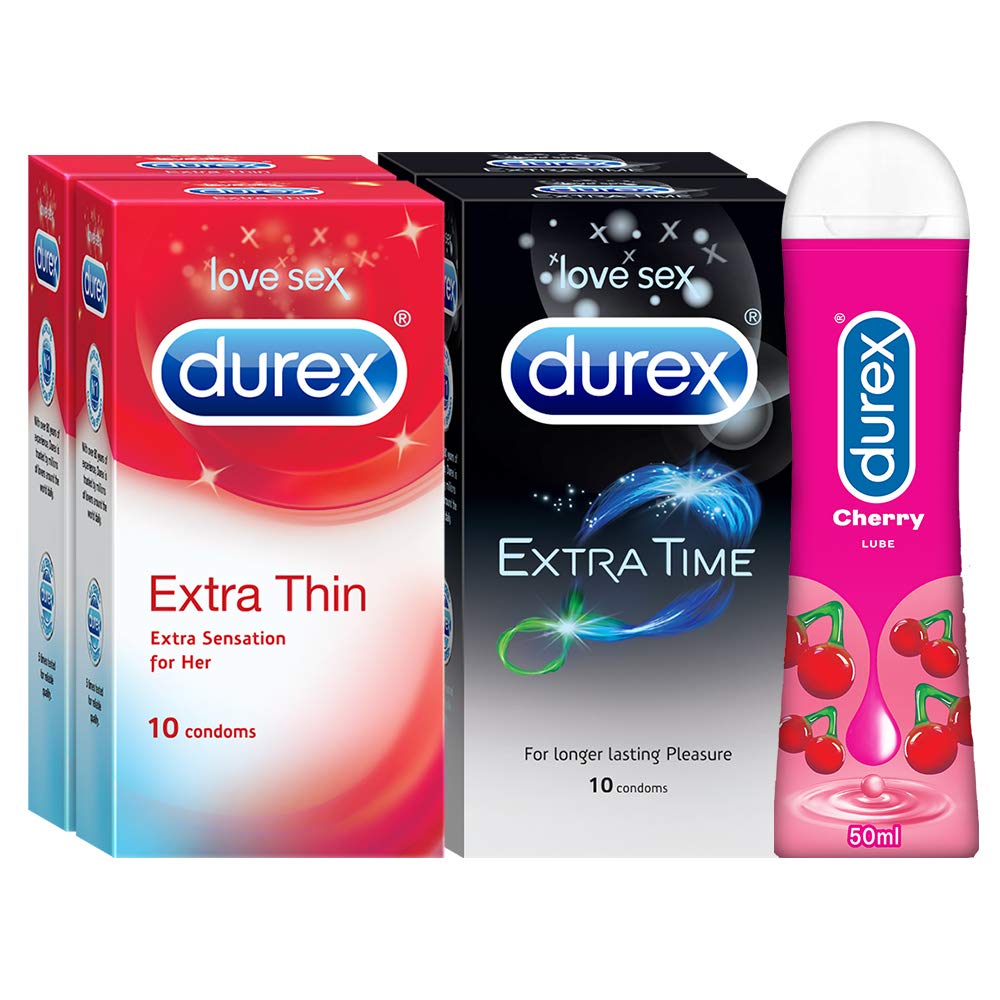 Pleasure Packs (Durex Extra Thin 10s, Extra Time 10s, Extra Thin 10s, Extra Time 10s, Cherry 50 ml)-picture-22