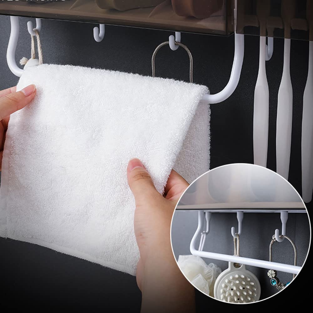Soporte de cepillo de dientes, Multifuncional Cuarto de baño montado en la pared Titular del cepillo de dientes Estante de almacenamiento Organizador de pasta