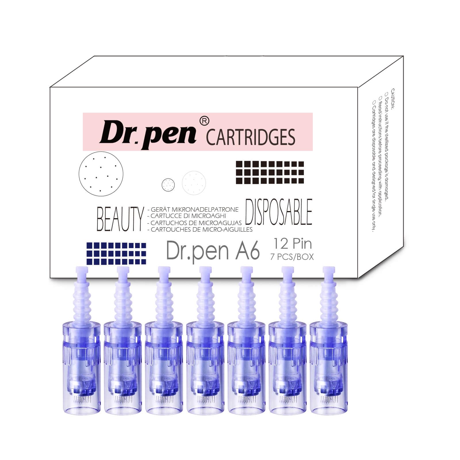 7pcs Dr. Pen A6 Replacement Cartridges – 12-Pin Model, Sterile & Hygienic Single Use, for Gentle Facial Care on Small Areas, Even Texture, Ideal for Home & Salon Beauty Routine,Fits Dr. Pen A6