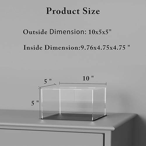 Miniatura 70 de vitrina acrílica, caja de acrílico transparente con base mate y tapa para exhibición, vitrina grande para figuras de acción, almacenamiento