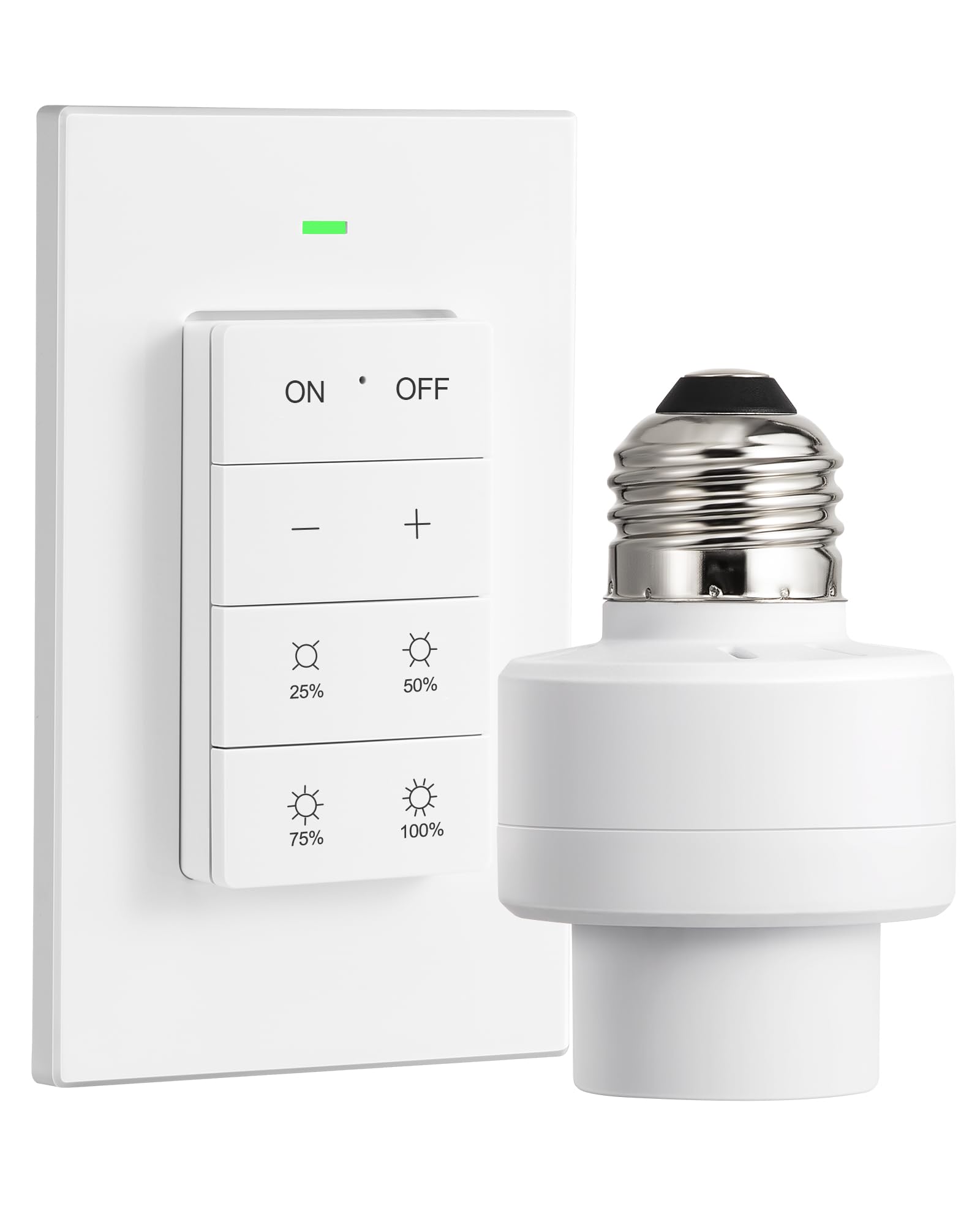 DEWENWILS Remote Control Light Socket with Dimmer, Wall Mounted Wireless Light Switch with 100FT Range & E26/E27 Socket, Wireless Light Bulbs Socket