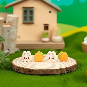 GeekShare Cute Silicone Halloween Joycon Thumb Grip Caps, Joystick Cover Compatible with Nintendo Switch / OLED / Switch Lite,4PCS -- Rabbit & Carrot