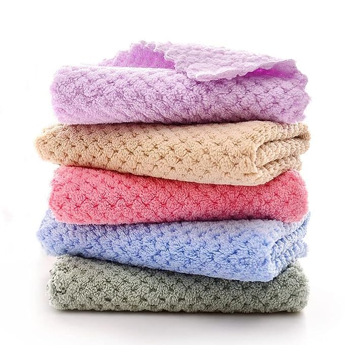 Microfiber Face Towel Handkerchief Rumal 400GSM Extra Soft and Super Absorbent Solid pattern Face Towels for girls Women's, Kids and Newborn Babies (Set of 12 Multicolor)-image-38