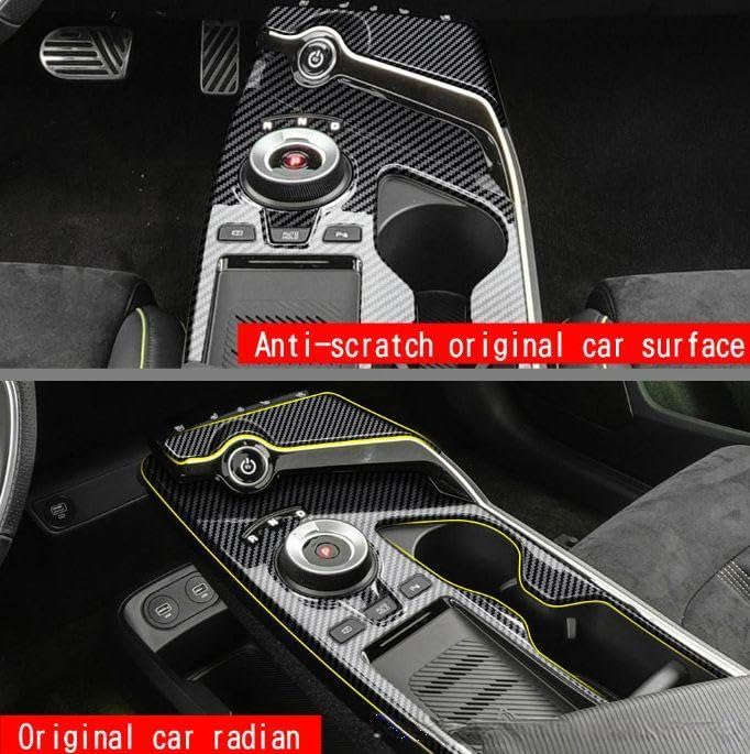for Kia EV6 Car Center Console Interior Gear Shift Panel Frame Cover Trim Compatible 20231-2025 Car Accessories,Pack of 2 (Carbon Fiber Style)