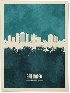 San Mateo California Skyline art print poster, unframed -16398