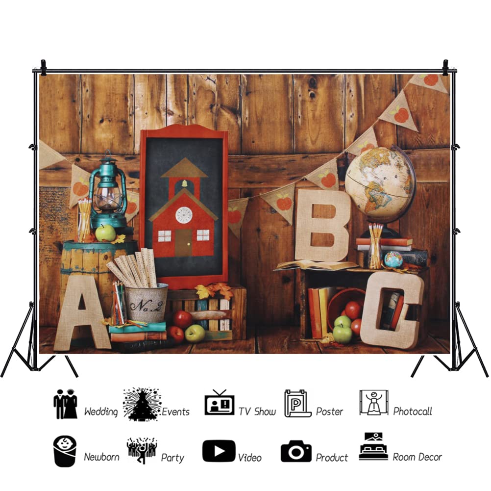 YongFoto Fotohintergrund 1,5x0,9 M – ABC Alphabet Vintage Holz Design Für Kindergarten, Online-Unterricht, Fotostudio