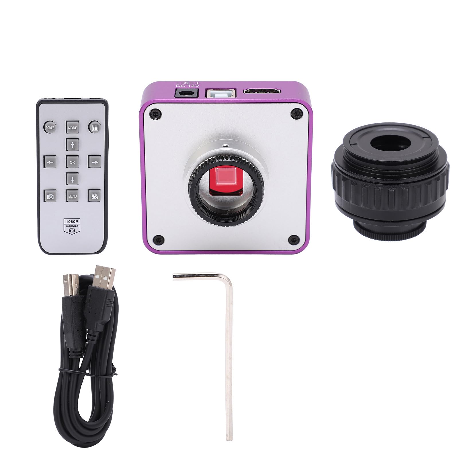 Fotocamera per Microscopio Eujgoov 51 MP Fotocamera con Montaggio a C per Microscopio Stereo Trinoculare AC100‑240V(EU Plug)