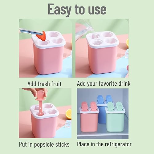 Miniatura 3 de Moldes de paletas de silicona, 12 piezas de moldes de silicona de fácil liberación, sin BPA, moldes para hacer paletas de hielo, moldes para hacer