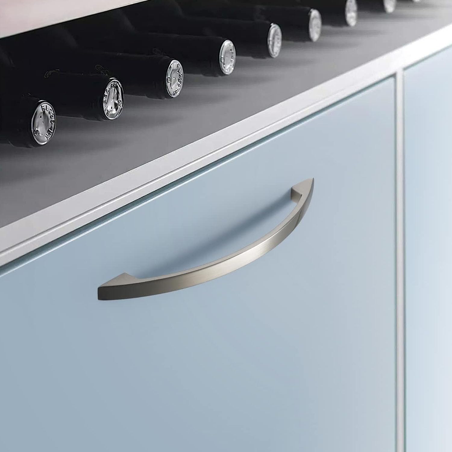 10 Maniglie Armadio Nichel Spazzolato - Fori 128mm, Per Cucina E Mobili, Con Viti - Foto 9