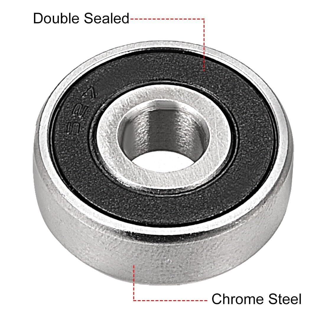 Rodamiento rígido de bolas 627-2RS doble sellado 8 x 22x 7 mm acero cromado 10 piezas