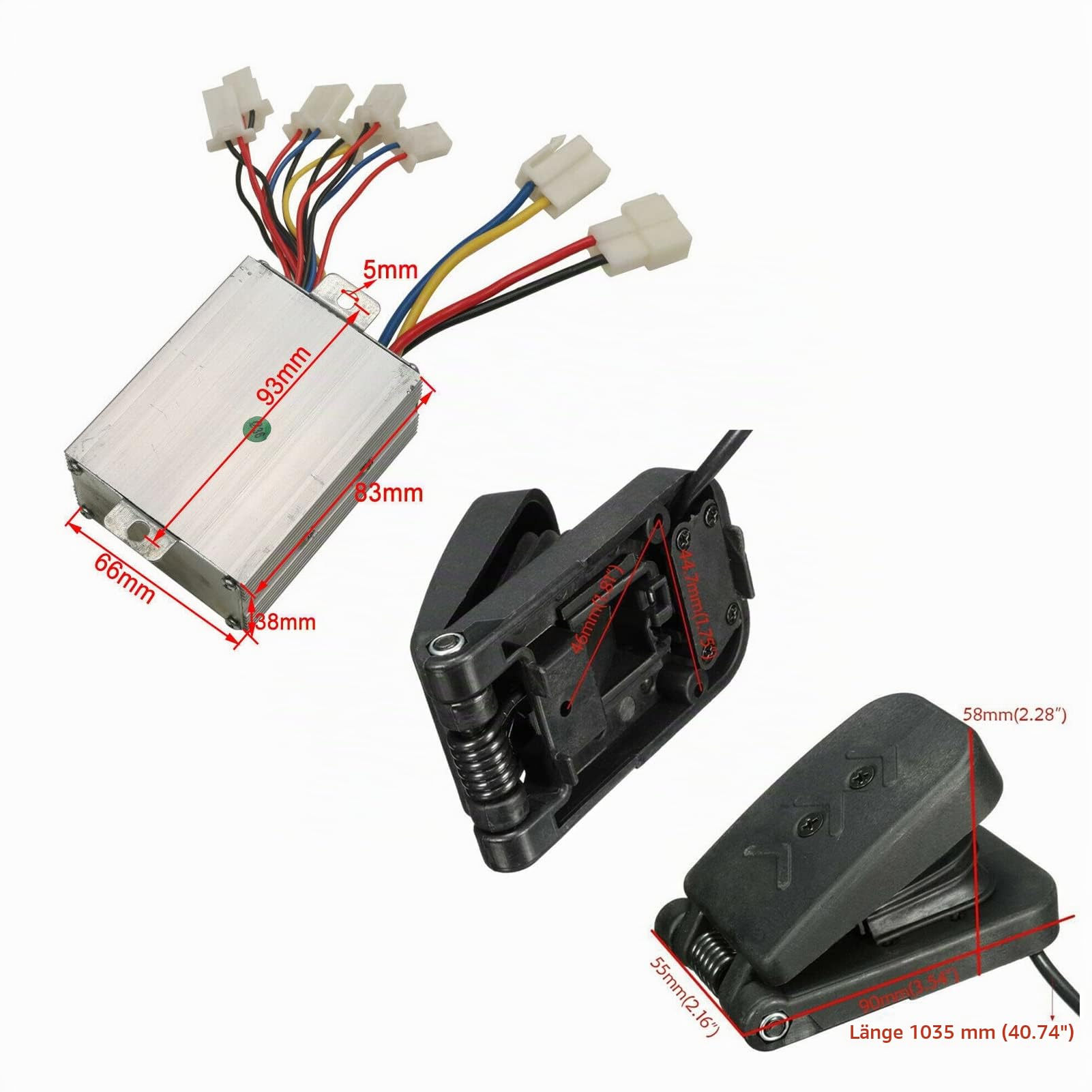 KIMISS DC24V 500W Motordrehzahlregler, Aluminium-ABS-Gebürsteter Drehzahlregler mit Gaspedal-Kit für Elektrofahrrad-Roller