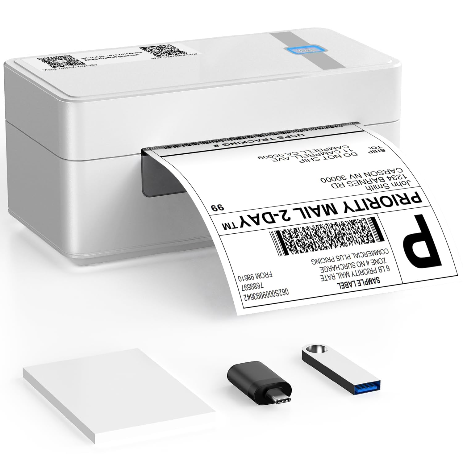 Newest Thermal Label Printer | Adjustable Size | 4×6" Barcode Shipping Label Printer | 152mm/s High-Speed Clear Print 3x5,2x1,Round Label,Etc | Compatible with Windows,Mac| UPS,DHL,Amazon,Etc