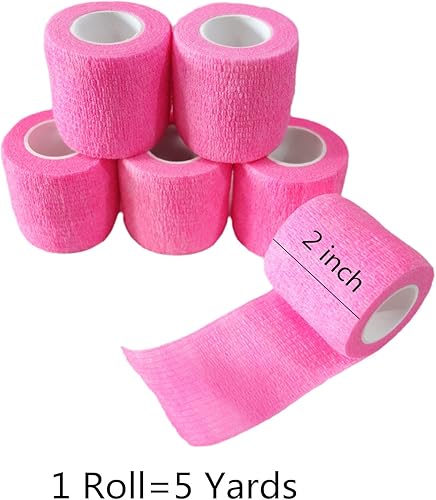 Miniatura 51 de 6 Pack 2" x 5 Yards Self Adhesive Bandage Wrap Breathable Cohesive Vet Wrap for Pets, Elastic Self-Adherent Tape for Sports, Wrist, Ankle (Blue)