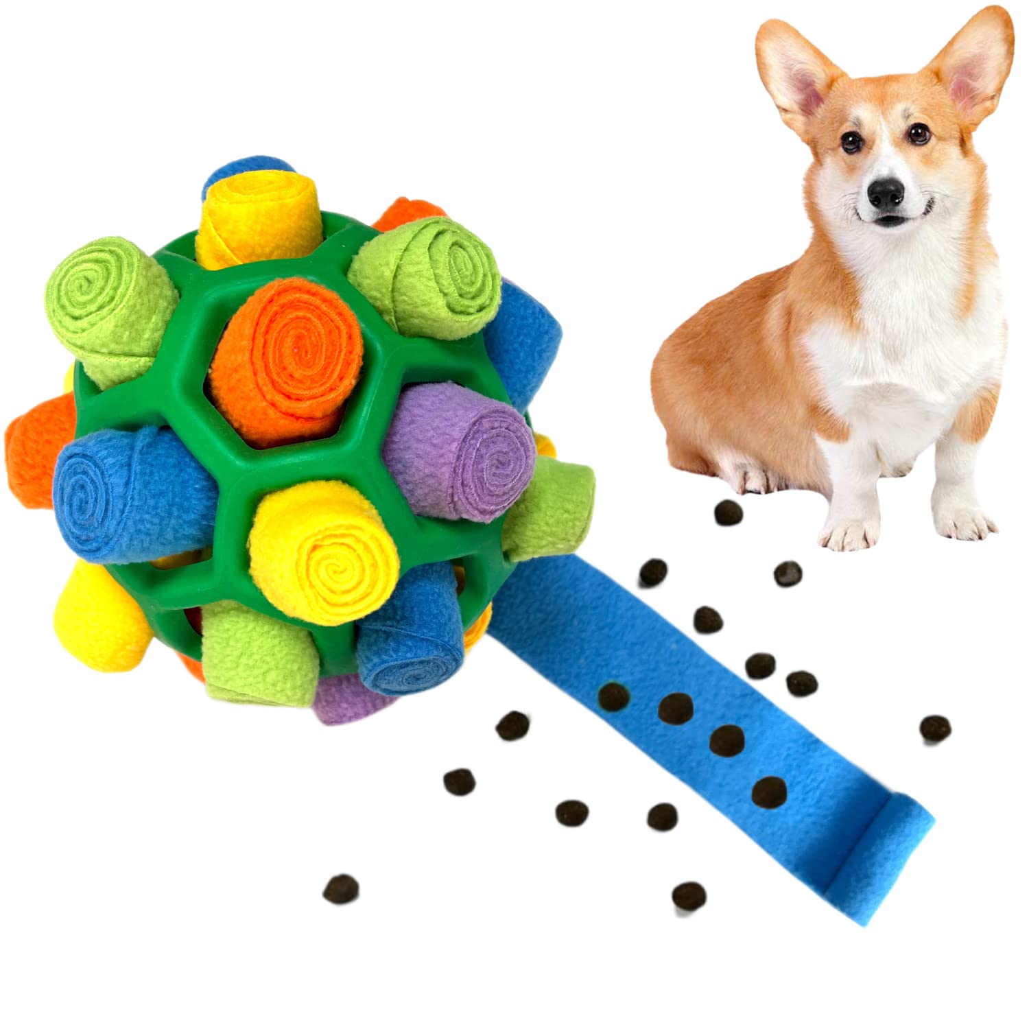 CIIVURR Snuffle Ball for Dogs Toys Interactive Dog Puzzle Toys Enrichment Dog Chew Toy Natural Foraging Food Training Feeders Dog Toy for Boredom Small Medium Large Dogs (Green Rainbow)