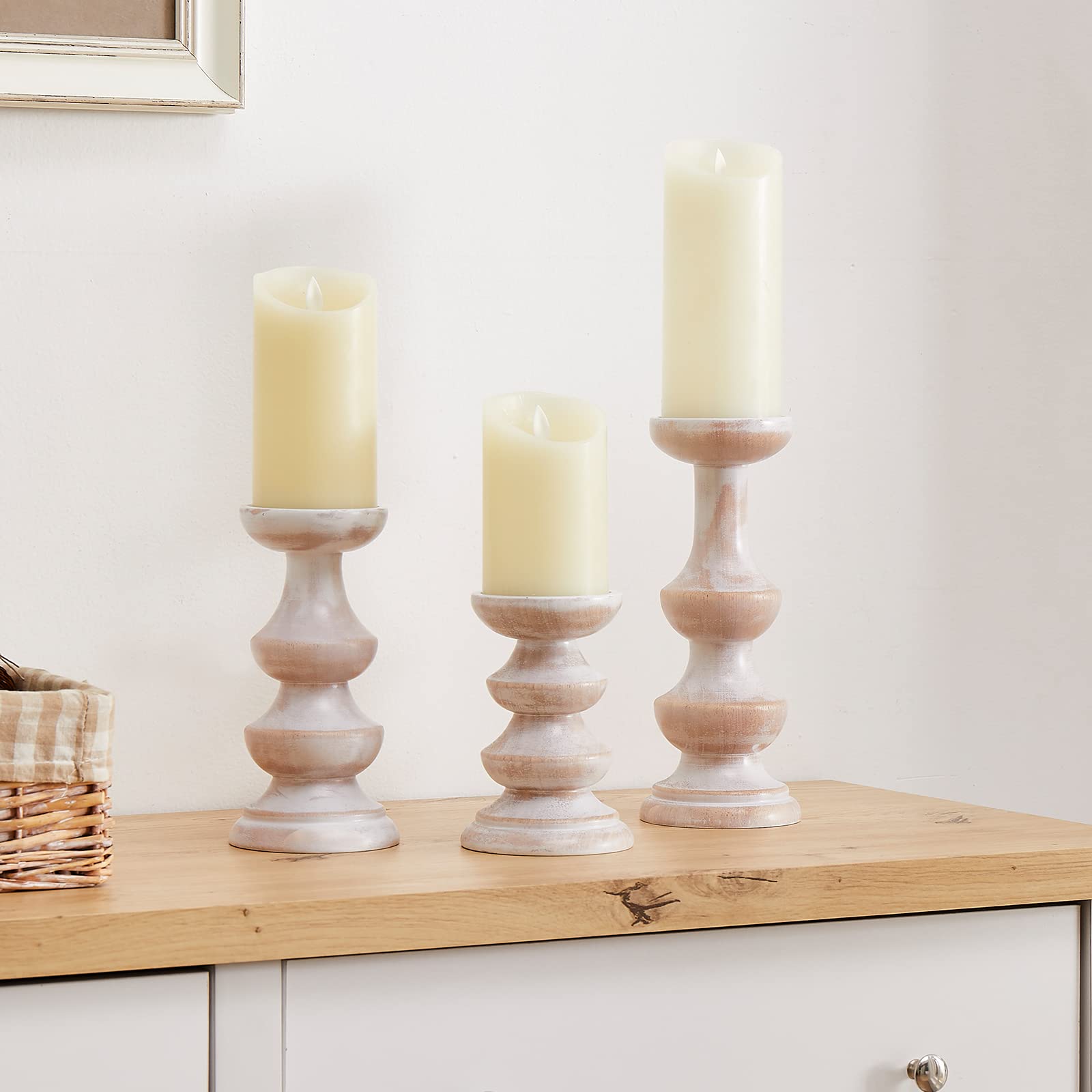 Bougeoir en bois de noyer et sa bougie - 10cm - Décoration rustique d