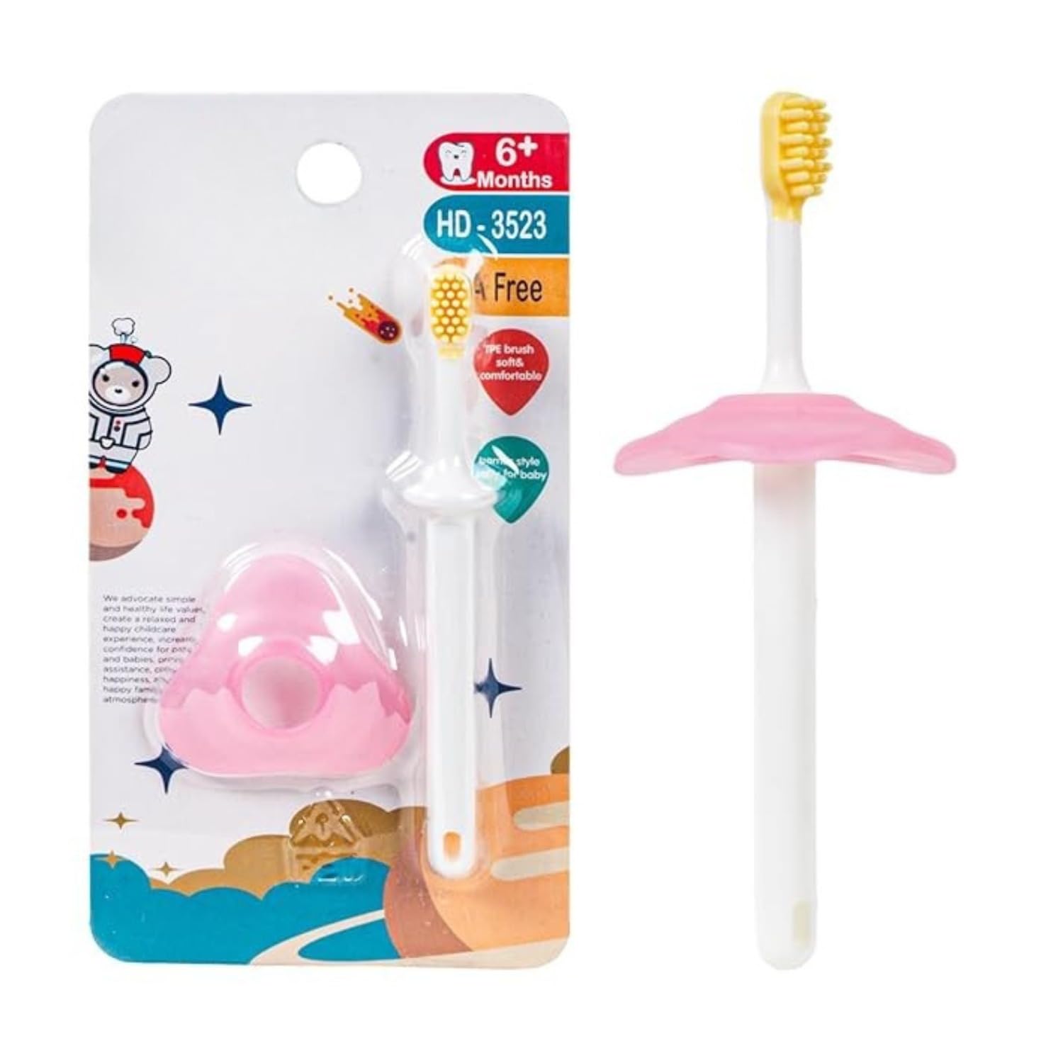 THE LITTLE LOOKERS Silicone Training Toothbrush with Soft Bristles, Gum Massager & Anti-Choking Shield | BPA Free Easy Grip Toothbrush for Babies/Kids/Toddlers (Pack of 2)-image-36