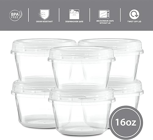 Miniatura 4 de Elegant Disposables Paquete de 20 recipientes transparentes con tapa giratoria de 16 onzas con tapa de rosca en la parte superior, contenedores para
