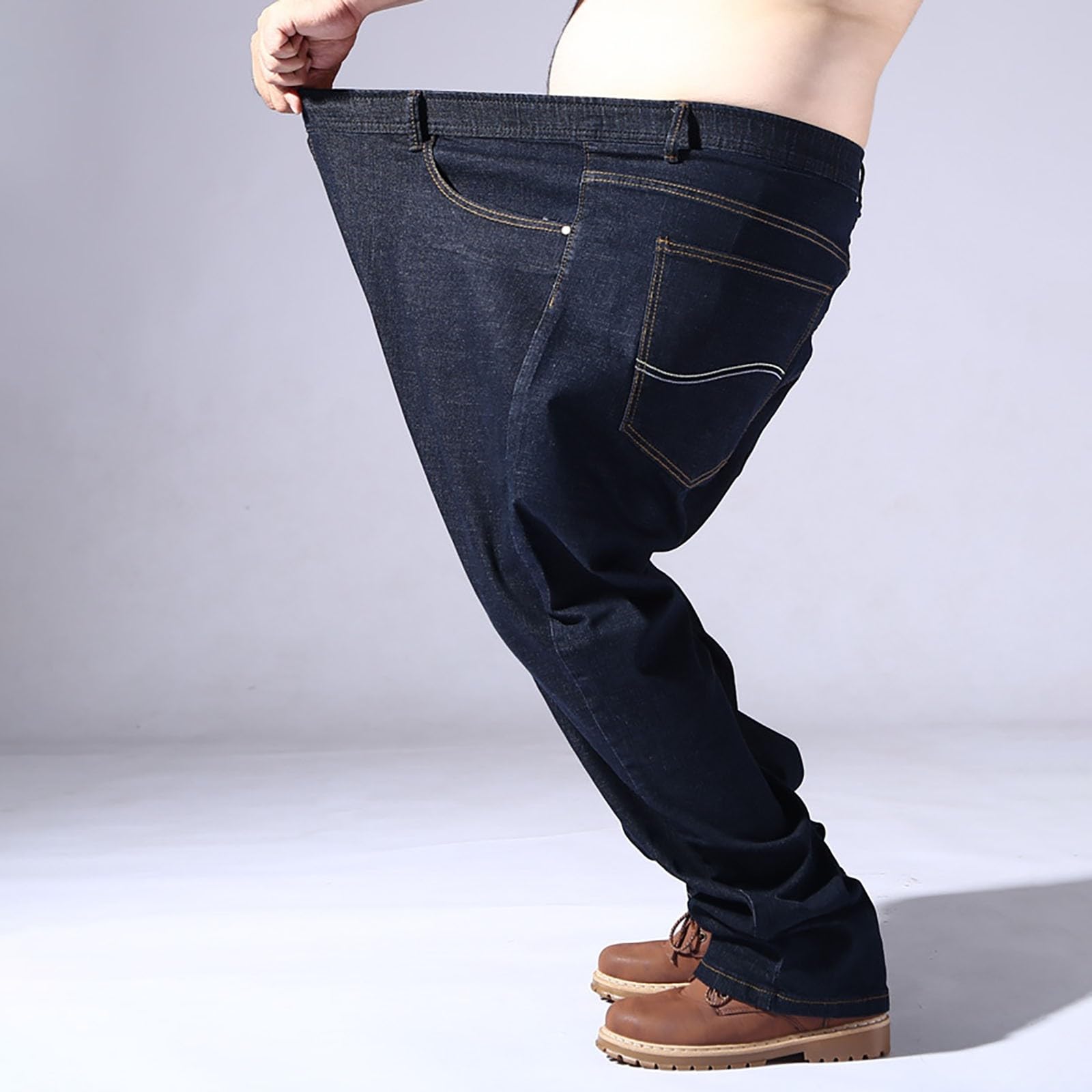 Generisch Stretch Jeanshose Herren Übergröße Freizeithose Weites Bein Denim Hose Relaxed Ausflug Streetwear Einfarbig Jeans Atmungsaktiv Bequeme Stoffhose Große Größen Trekkinghose 5Xl-8Xl