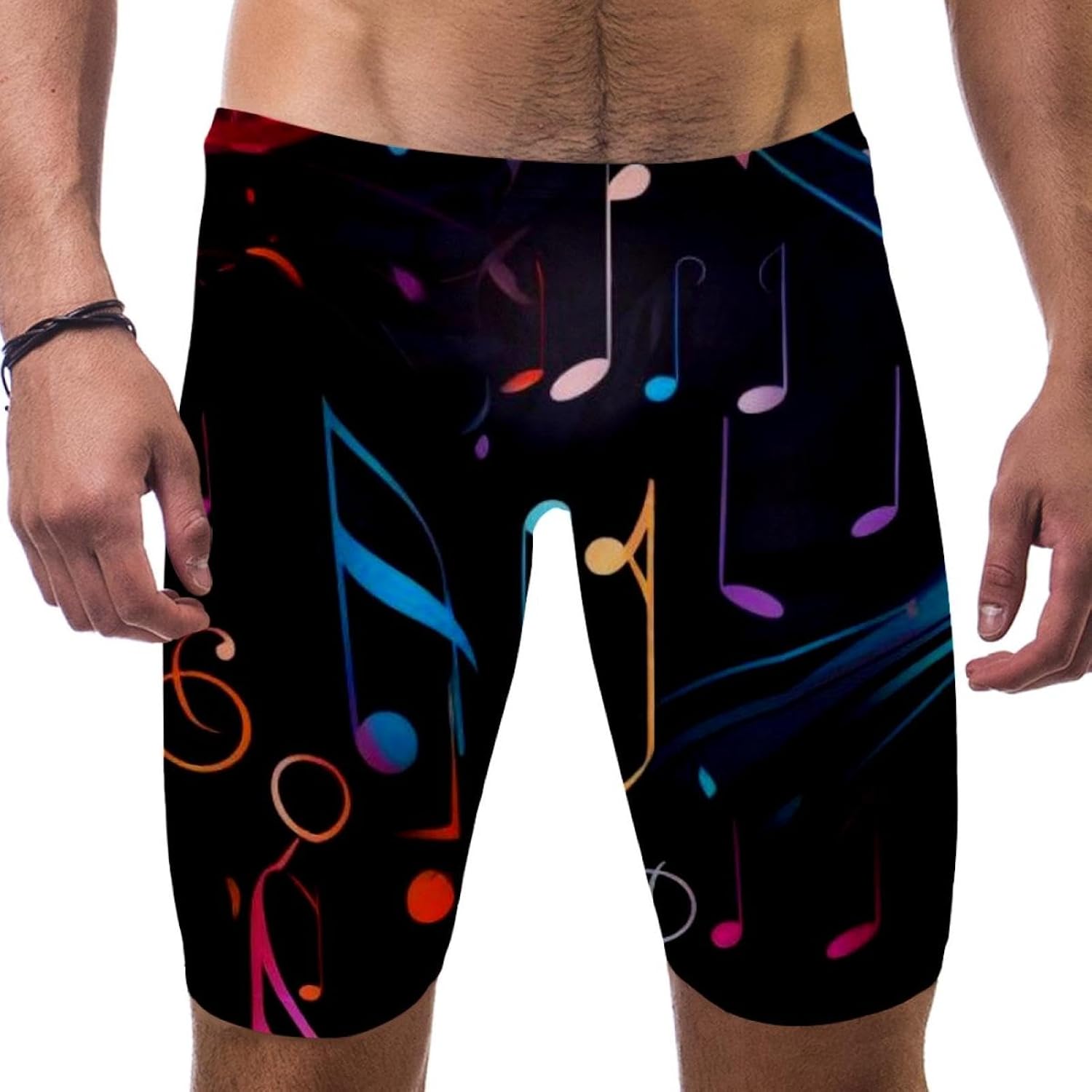 Colorful Music Notes Jammers for Men, Size S to 3XL Swim Jammer Swimsuit for Practice and Competition Swimming