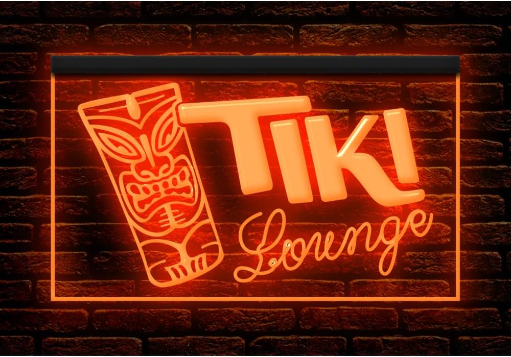 170079 Tiki Lounge Bar Cocktail Pub Shop Open Display LED Light Neon Sign (16" X 12", Purple)