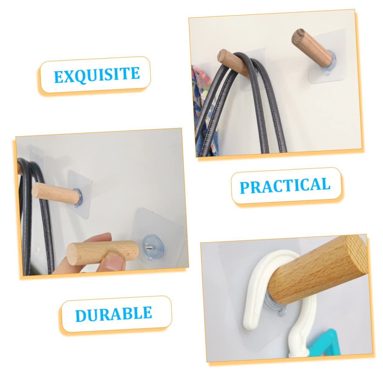 DECHOUS 3 Ensembles Crochet En Bois Sans Trou Rangement Decoration Noel Crochets Adhesifs Decor Noel Pour Vêtements Clé Crochets De Coattant Robustes Cintre Plastique 6 Pièces * 3