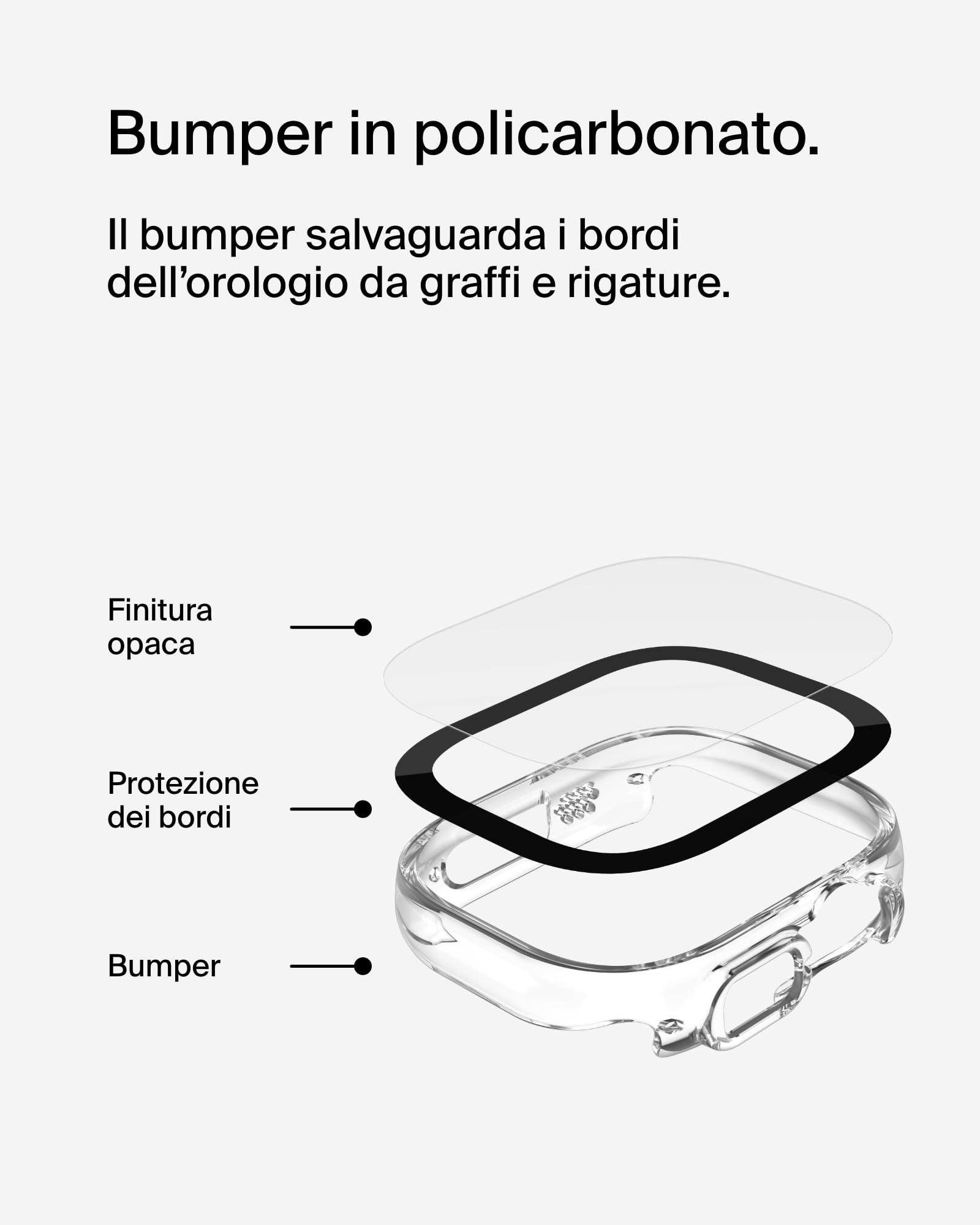 Belkin ScreenForce TemperedCurve 2 in 1 Proteggi schermo per Apple Watch Ultra, Ultra 2 con bumper protettivo - pellicola protettiva in vetro temperato, accessori per Apple Watch - Trasparente