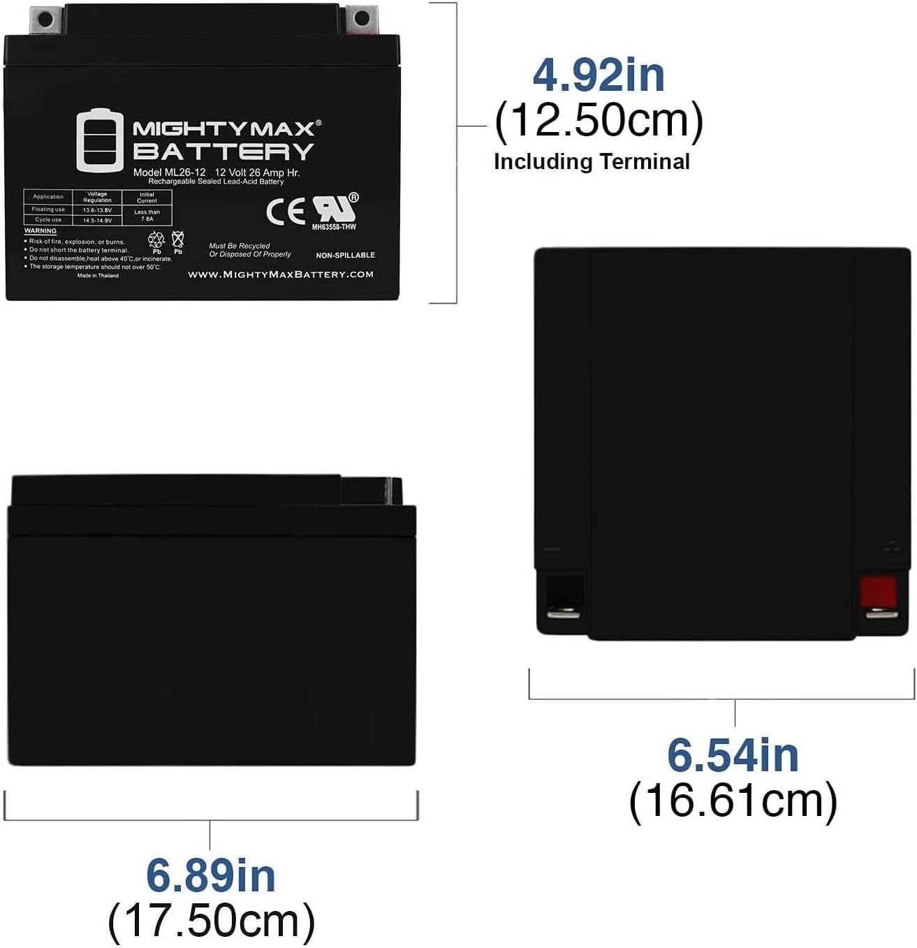 Mighty Max Battery ML26-12 12V 26AH Replacement Battery for National NB12-26 - 2 Pack