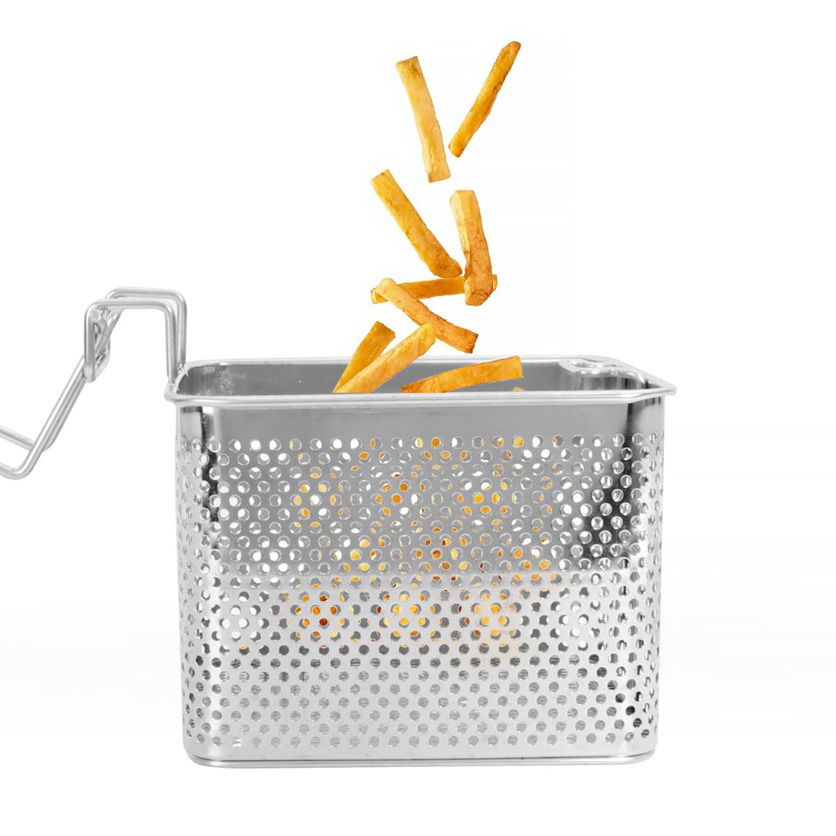 Cesta Cuadrada de Acero Inoxidable para Freír Diseño Resistente y Colador para Escurrir Aceite Adecuado para Freidora y Cocina Doméstica